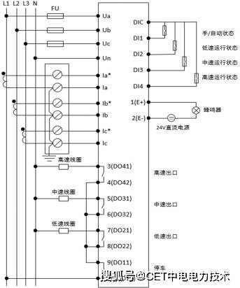 4路do,1路接点脉冲;单速电机控制,双速电机控制,三速电机控制 接线