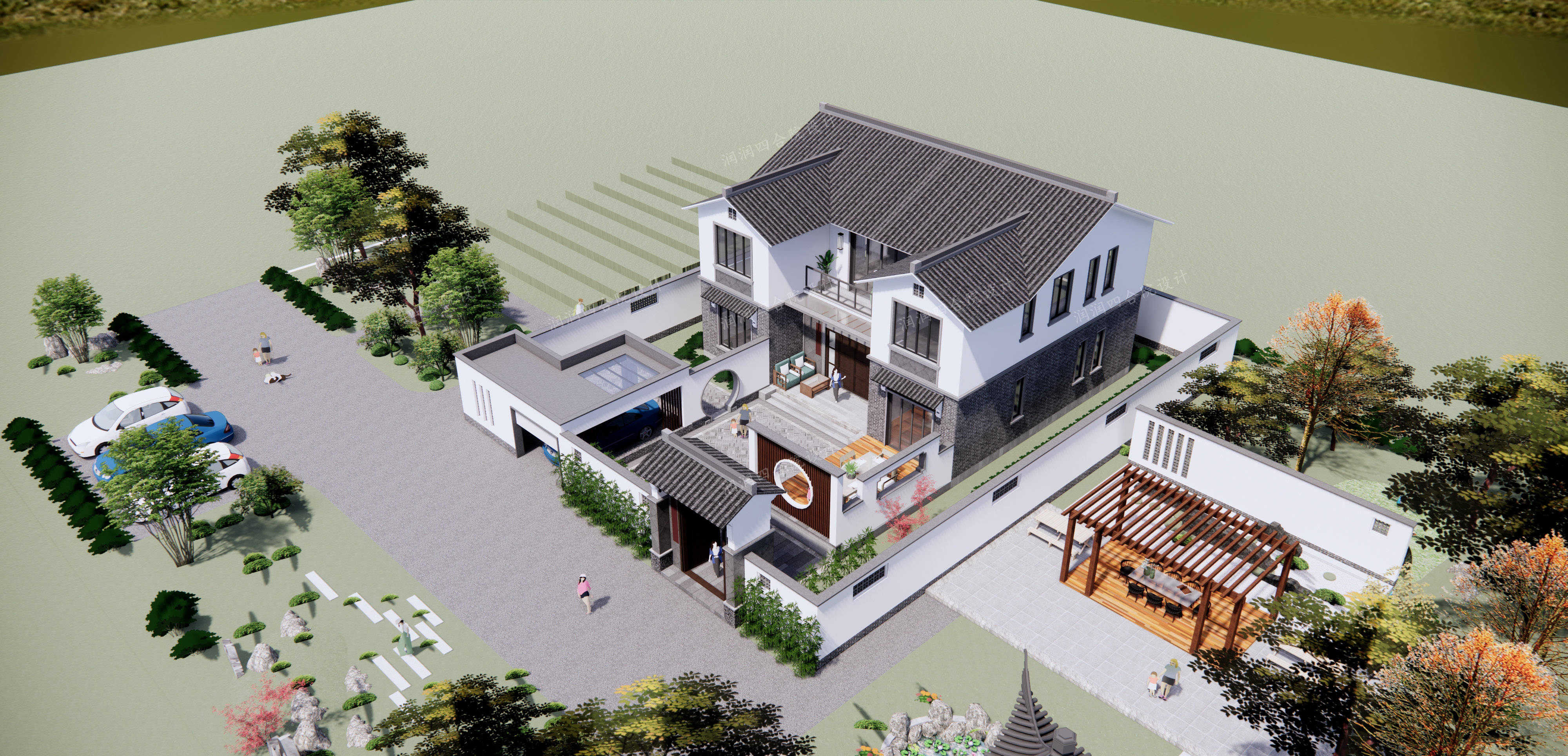 2 x12.5米新中式别墅,四川乐山独栋现代中式别墅—