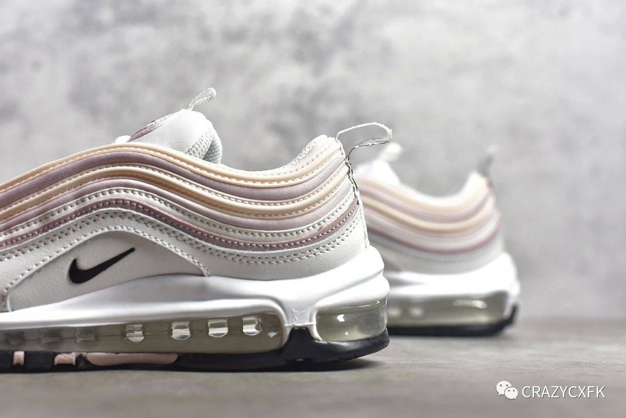 耐克nike air max 97 wmns 粉白全掌气垫子弹运动鞋