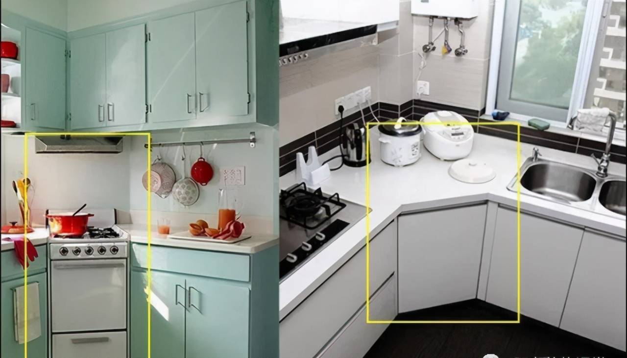 厨房转角加一条边直角变钝角给台面偷空间好有心机啊