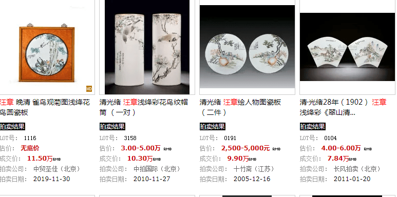 汪章浅绛彩瓷器价格 一般值多少钱?