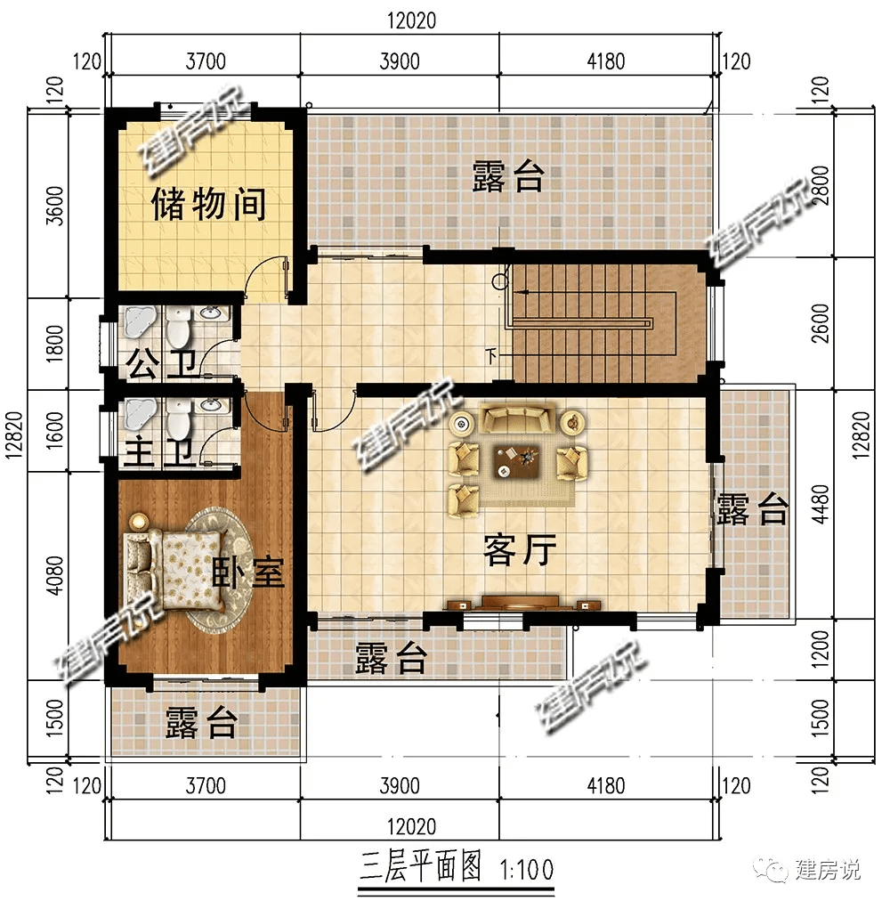 38平方米,建筑面积:291.94平方米,开间12米,进深11.