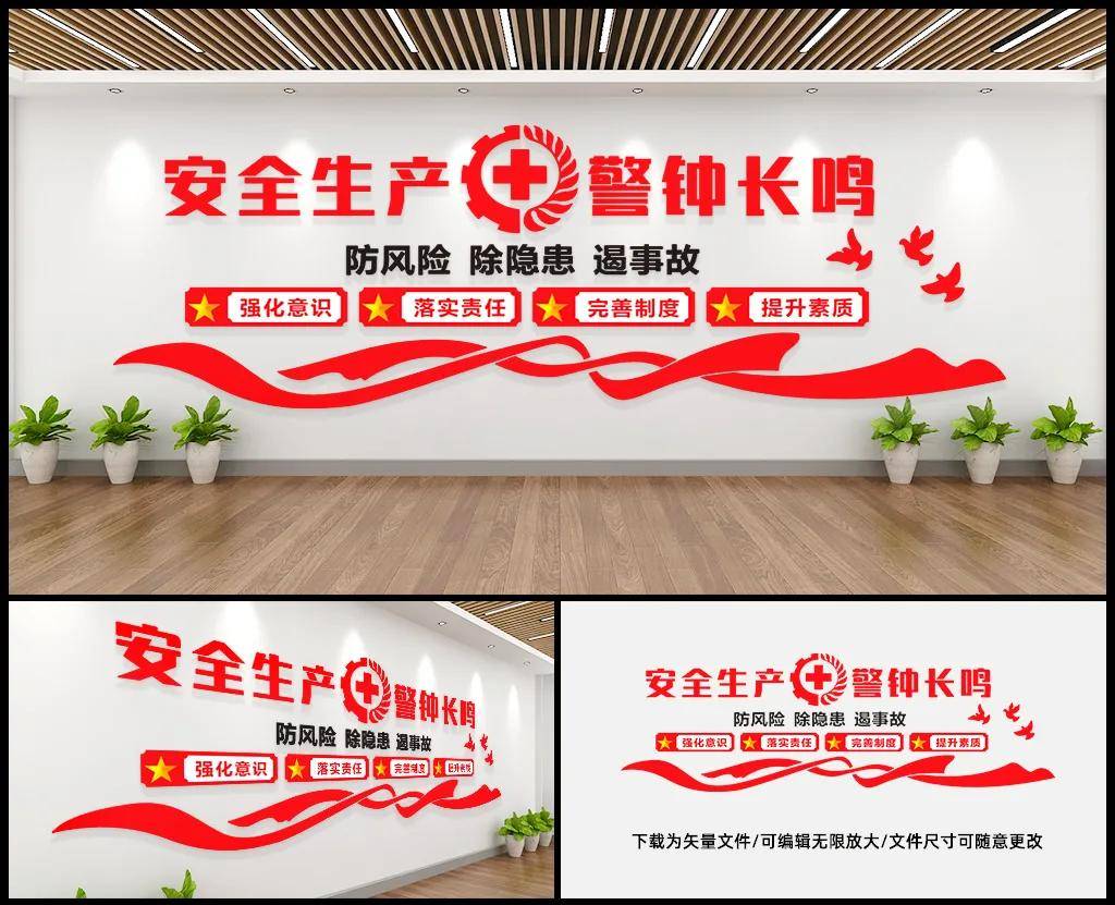 安全生产文化墙防风险除隐患遏事故警钟长鸣生命至上工地安全意识背景