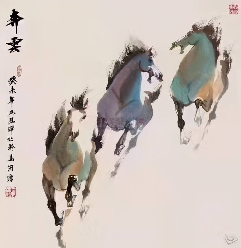 尼玛泽仁水墨马从天上来_马画