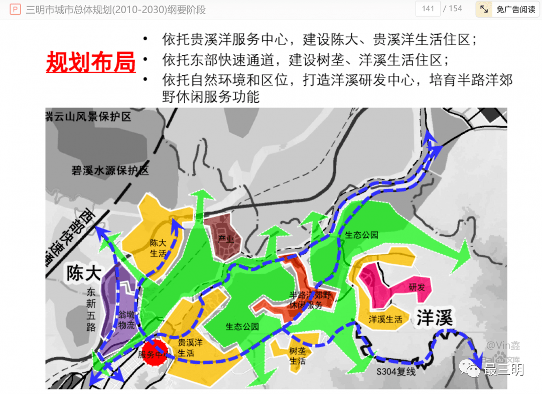 (2010-2030)三明城市总体规划 在梅列-三元主城区的规划中提到 将贵溪