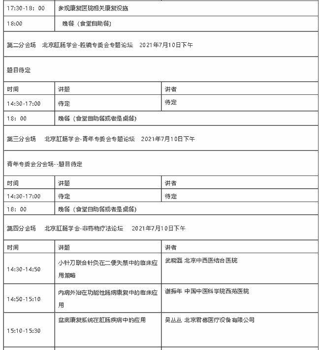 北京肛肠学会2021年国际学术论坛暨胃肠疾病围手术期康复治疗培训班