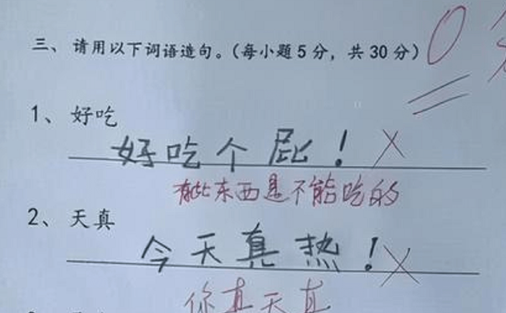 原创小学生倒数第一试卷走红看到名字老师诧异或是全国独一份
