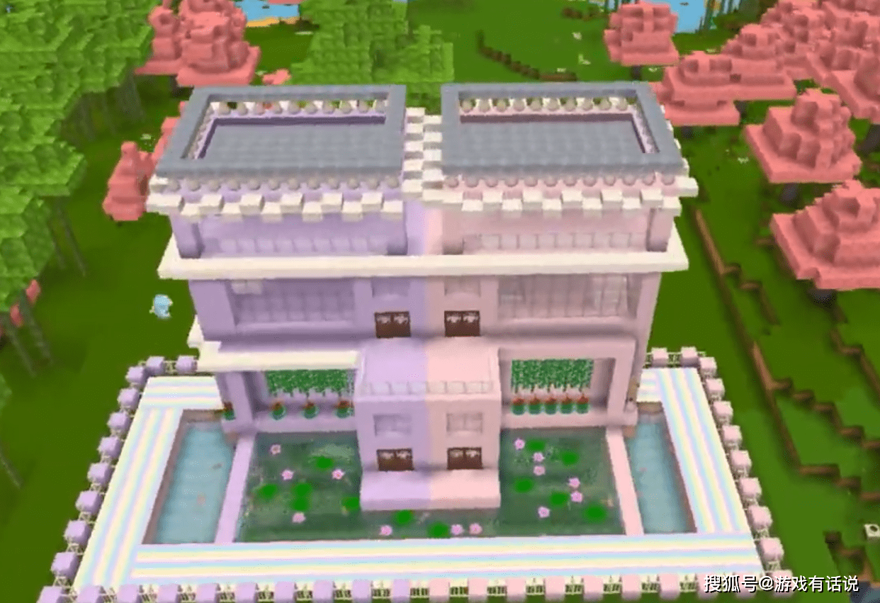 迷你世界:如何搭建颜色对称梦幻别墅?掌握这栋别墅搭建方法即可