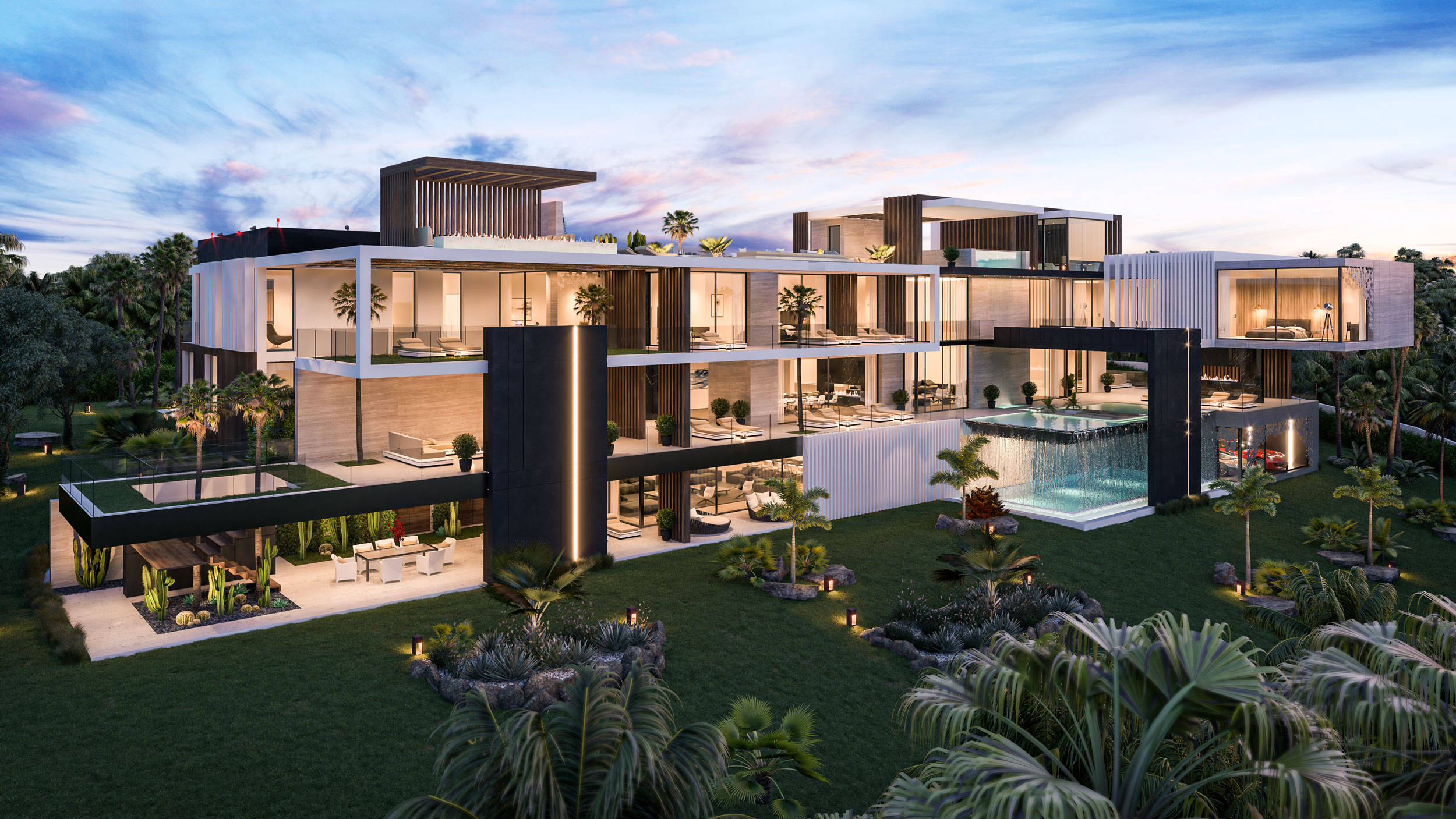 四层现代风超豪华泳池别墅设计图