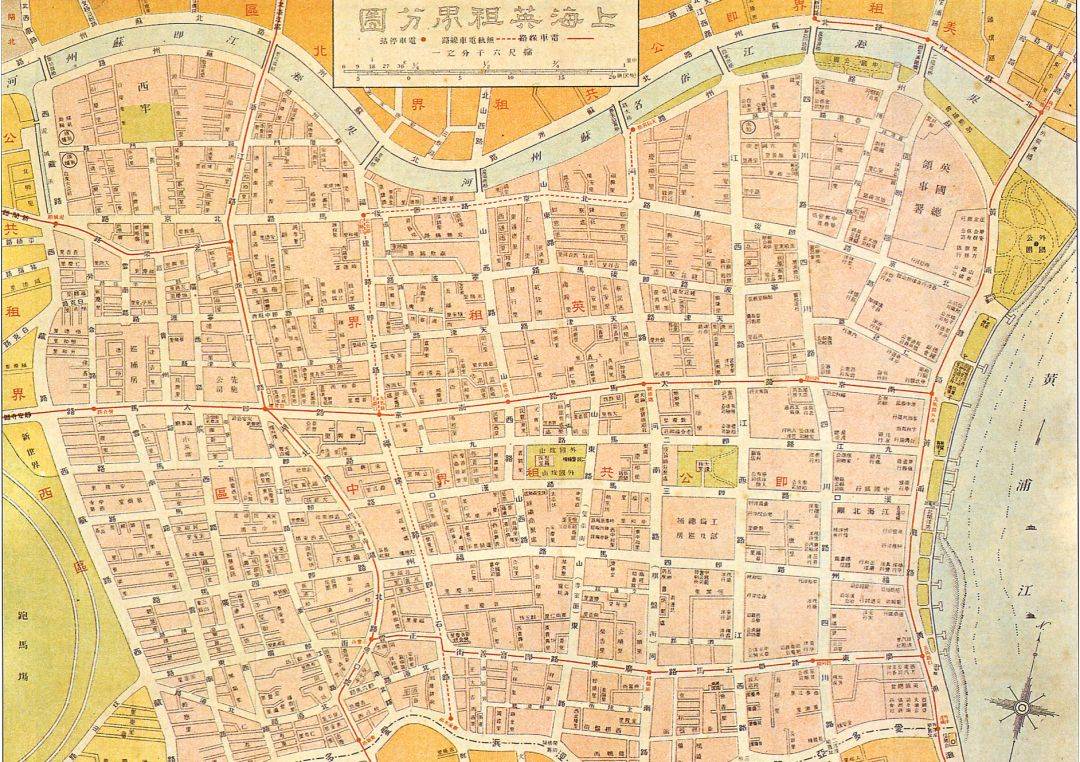 图2 旧上海法租界地图 1917▲图1 1919年上海地图近代上海的城市