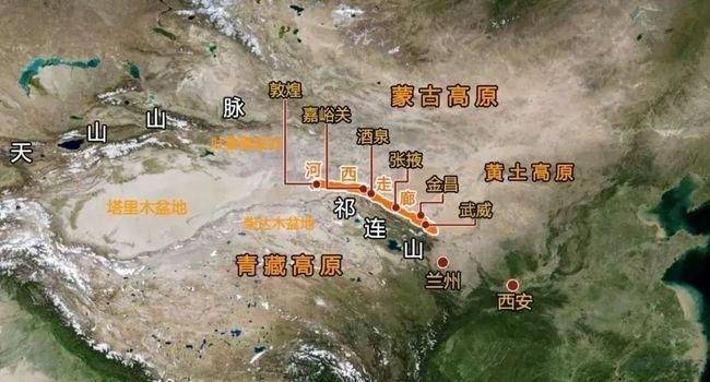 面积为66万公顷,东起乌鞘岭,西至玉门关,南北介于南山(祁连山和阿尔金