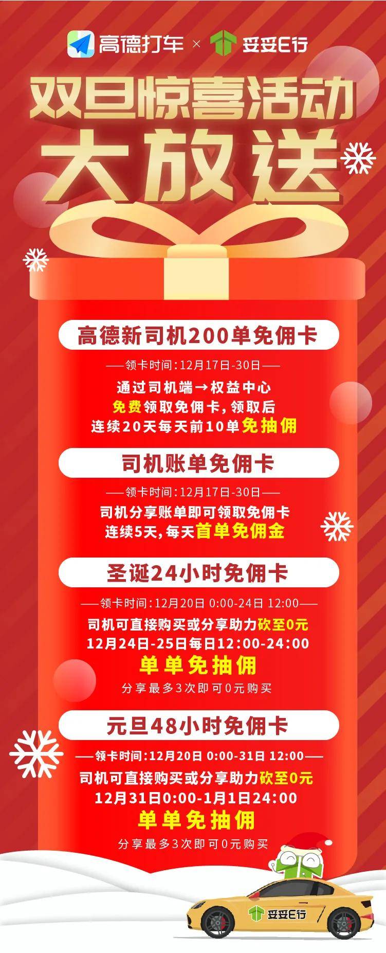 妥妥e行司机端,可直接购买或分享助力砍至0元,领卡以后,单单免抽佣