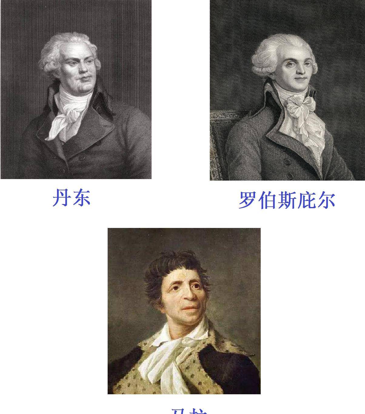 温和共和派的吉伦特派上台执政;到1793年,以丹东,马拉,罗伯斯庇尔为