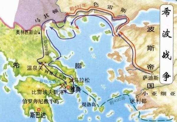 公元前490年,波斯帝国的军队分水路两路直接冲到了阿提卡半岛,雅典