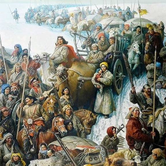 公元1616年,为了躲避准噶尔部的威胁,蒙古厄鲁特部四卫拉特之一的土尔