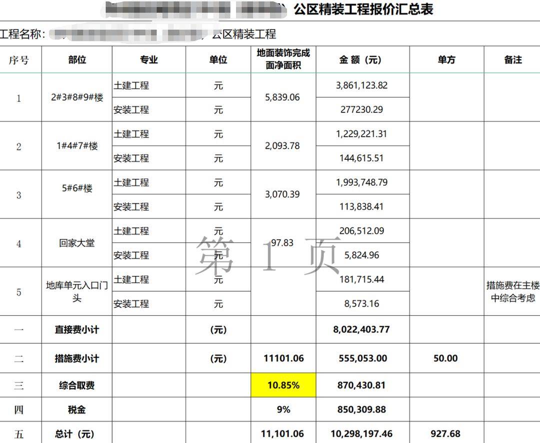 公区精拆修工程招标清单体例，那些要点都是细节！