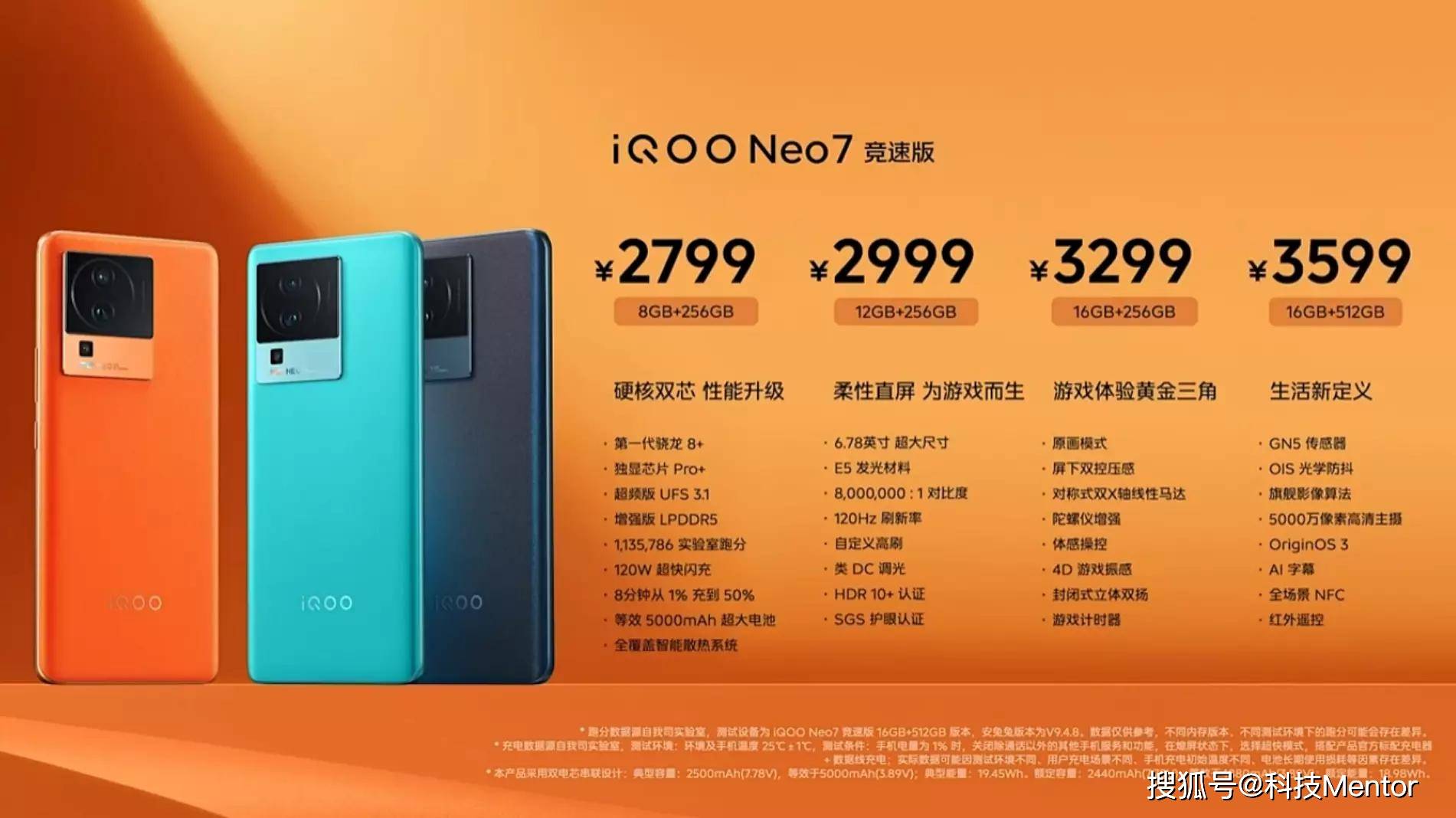 华为什么手机2799元:iQOO Neo7竞速版发布：又一款真香机，起步价不足3000元很能打！