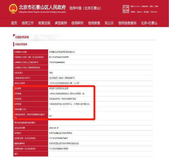 北京“全球爱玩游览网”及联系关系公司密集被罚，曾被量疑涉嫌不法集资