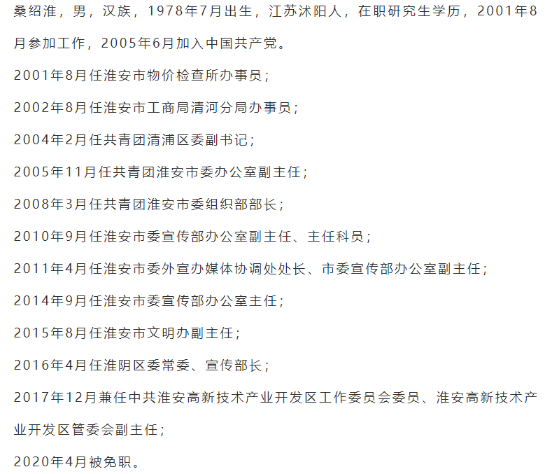 沭阳籍干部桑绍淮涉嫌违纪违法被调查!_淮安市