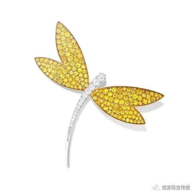 van cleef & arpels 梵克雅宝  黄色蓝宝石,k金蜻蜓别针 相比之下