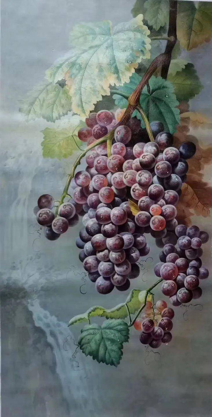 油画作品葡萄,荔枝,美得让人直流口水!
