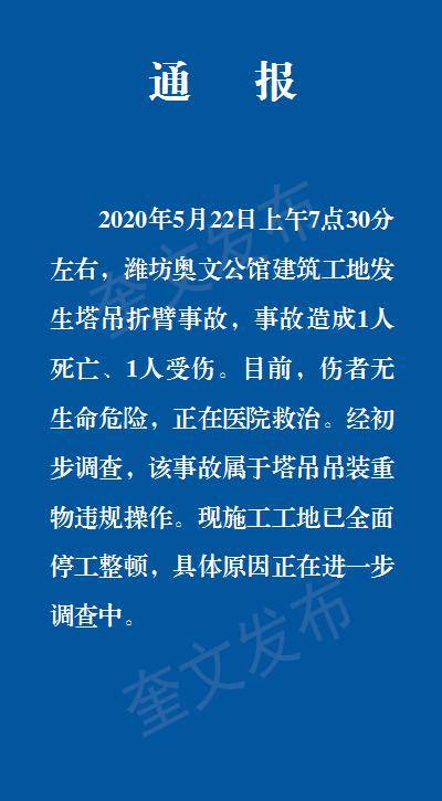 原因公布 | 山东潍坊一在建工地2台塔吊倒塌,致1死1伤!