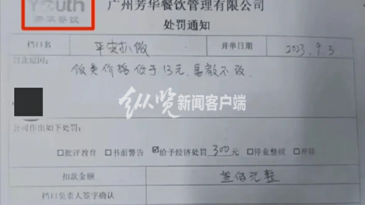 广东一高校食堂档口因饭菜低于13元不进行涨价被下罚款单,你怎么看?