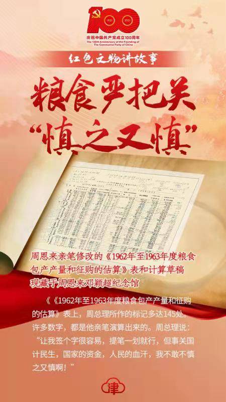 "红色文物讲故事"百期有声海报第32期《粮食严把关"慎之又慎》