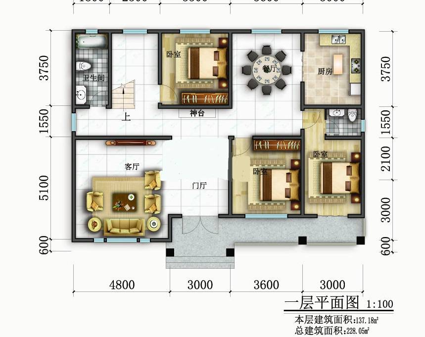 农村自建房设计图,228㎡实用型双层别墅设计_房屋设计