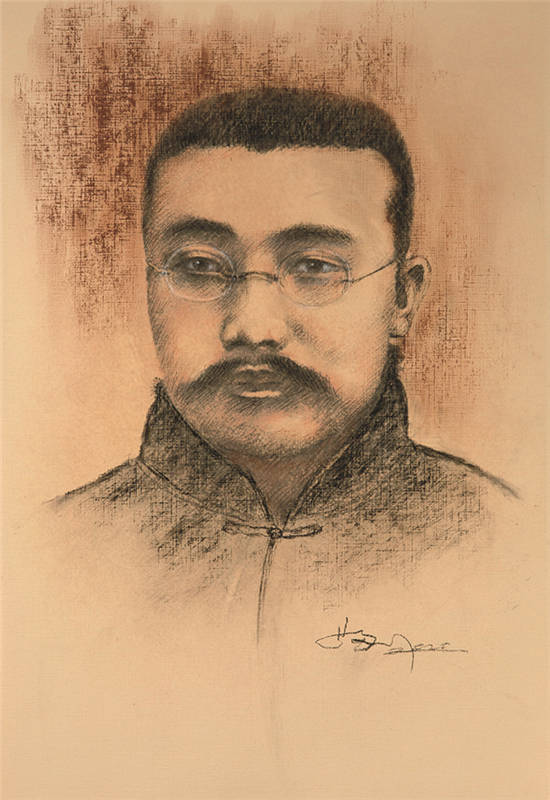 李大钊 素描淡彩 50x35cm张闻天 素描淡彩 50x35cm王稼祥 素描淡彩 50
