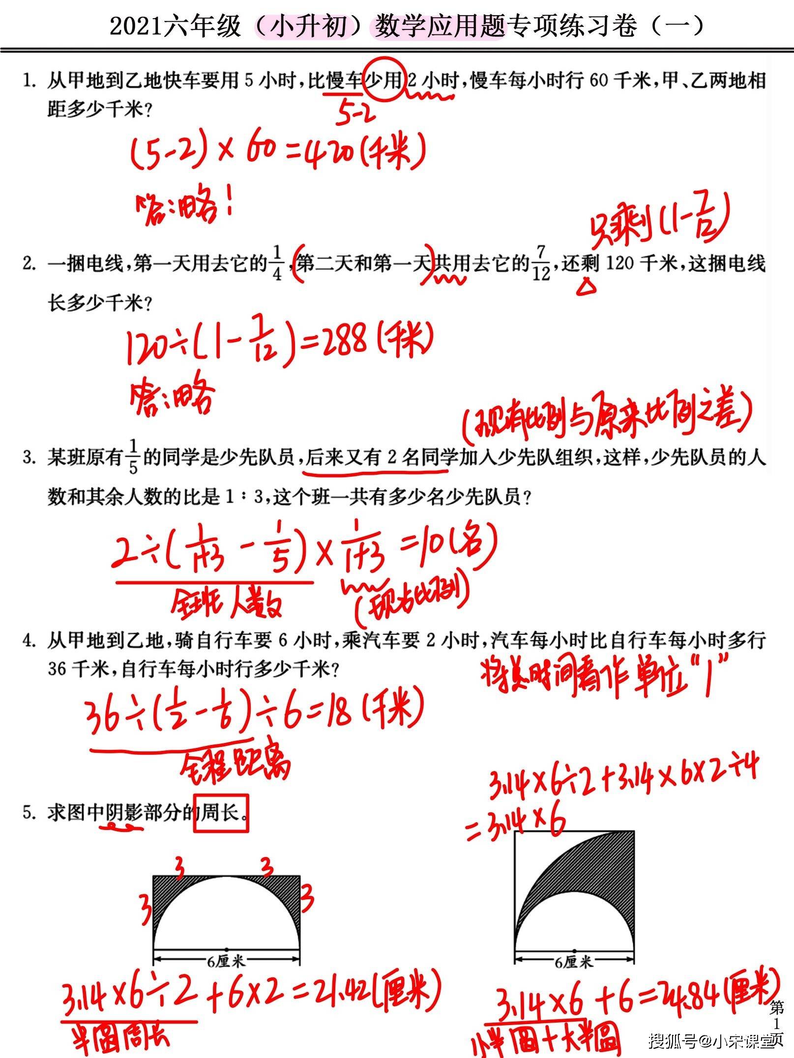 的小朋友整理了《2021小升初升学六年级数学应用题专项检测卷》共三套