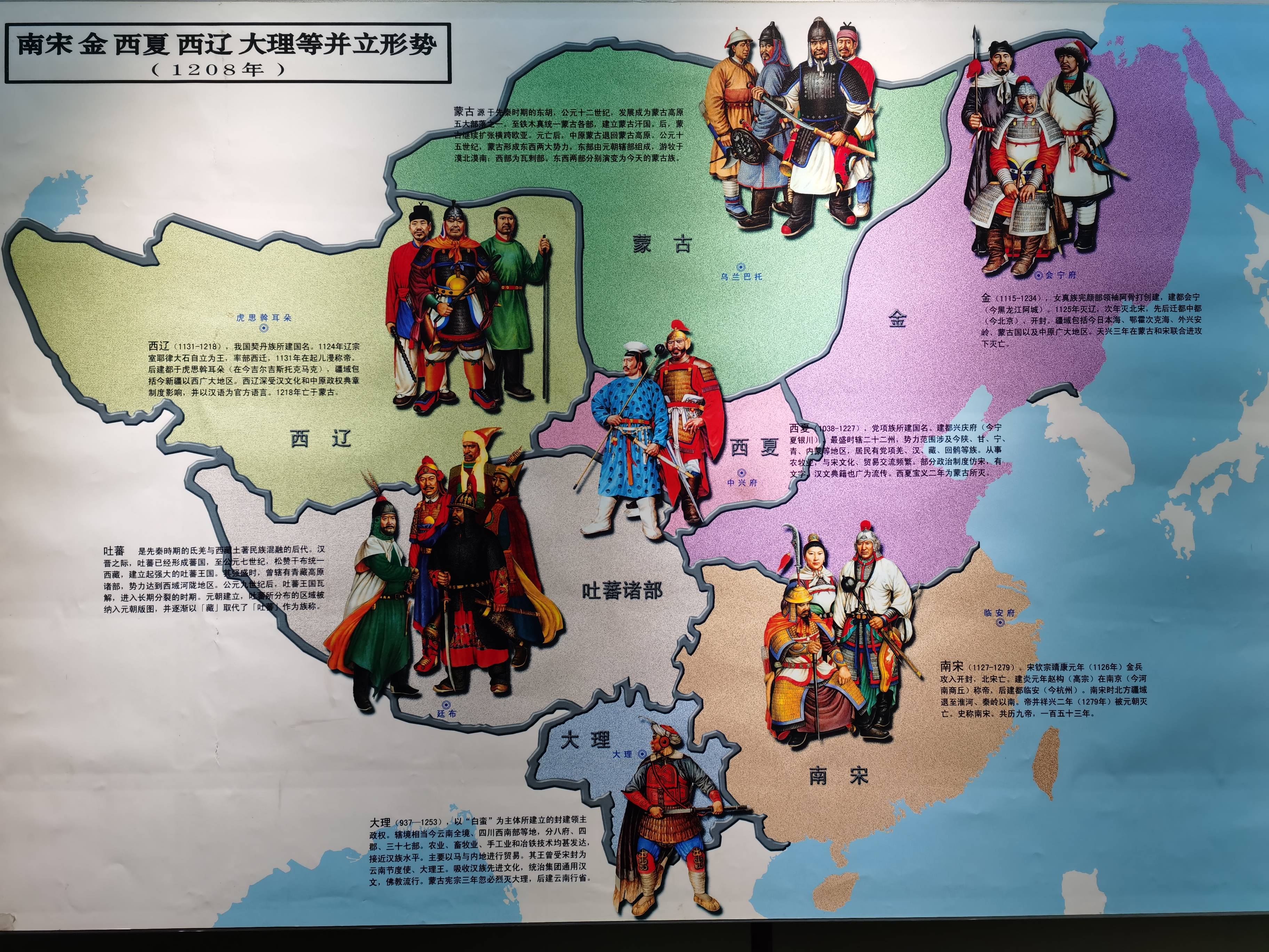 南宋,金,西夏,西辽,蒙古,大理等并立形势图