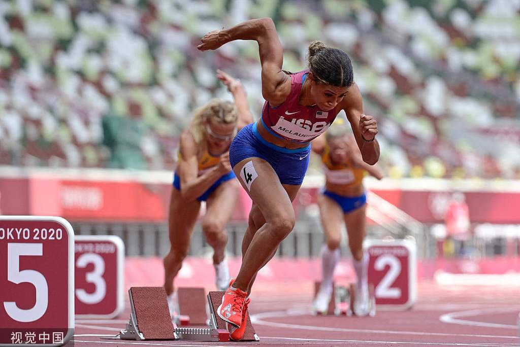 高清图田径女子400米栏决赛麦克劳林破世界纪录