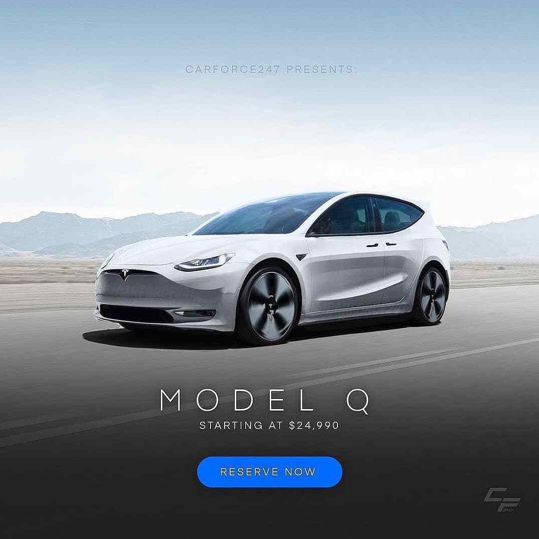 特斯拉modelq渲染图曝光采用两厢设计定位低于model3