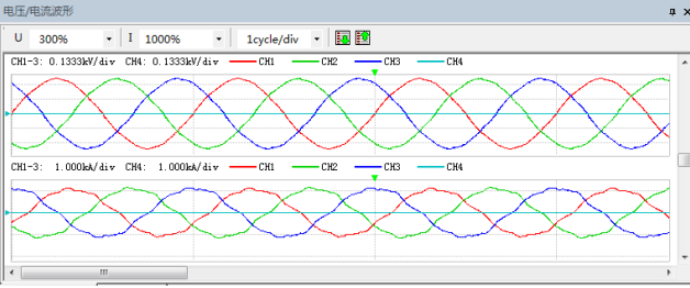 补偿后谐波电压电流波形