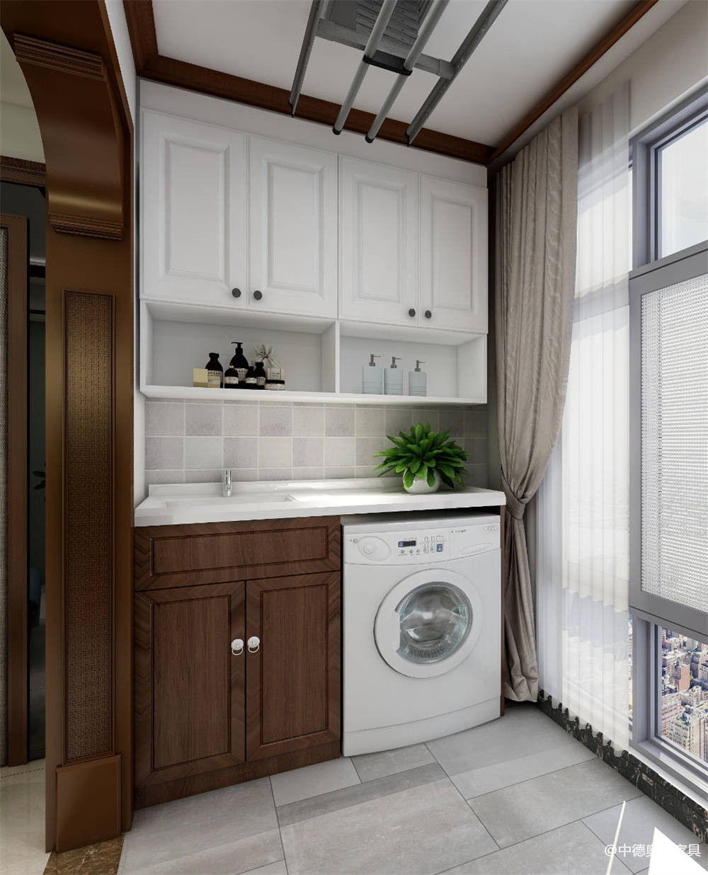洗衣机嵌入阳台柜内的设计方案参考3