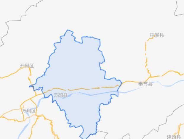 市东北部的长江两岸,,东迎奉节县,西界万州区,北与巫溪县,开县相连,南