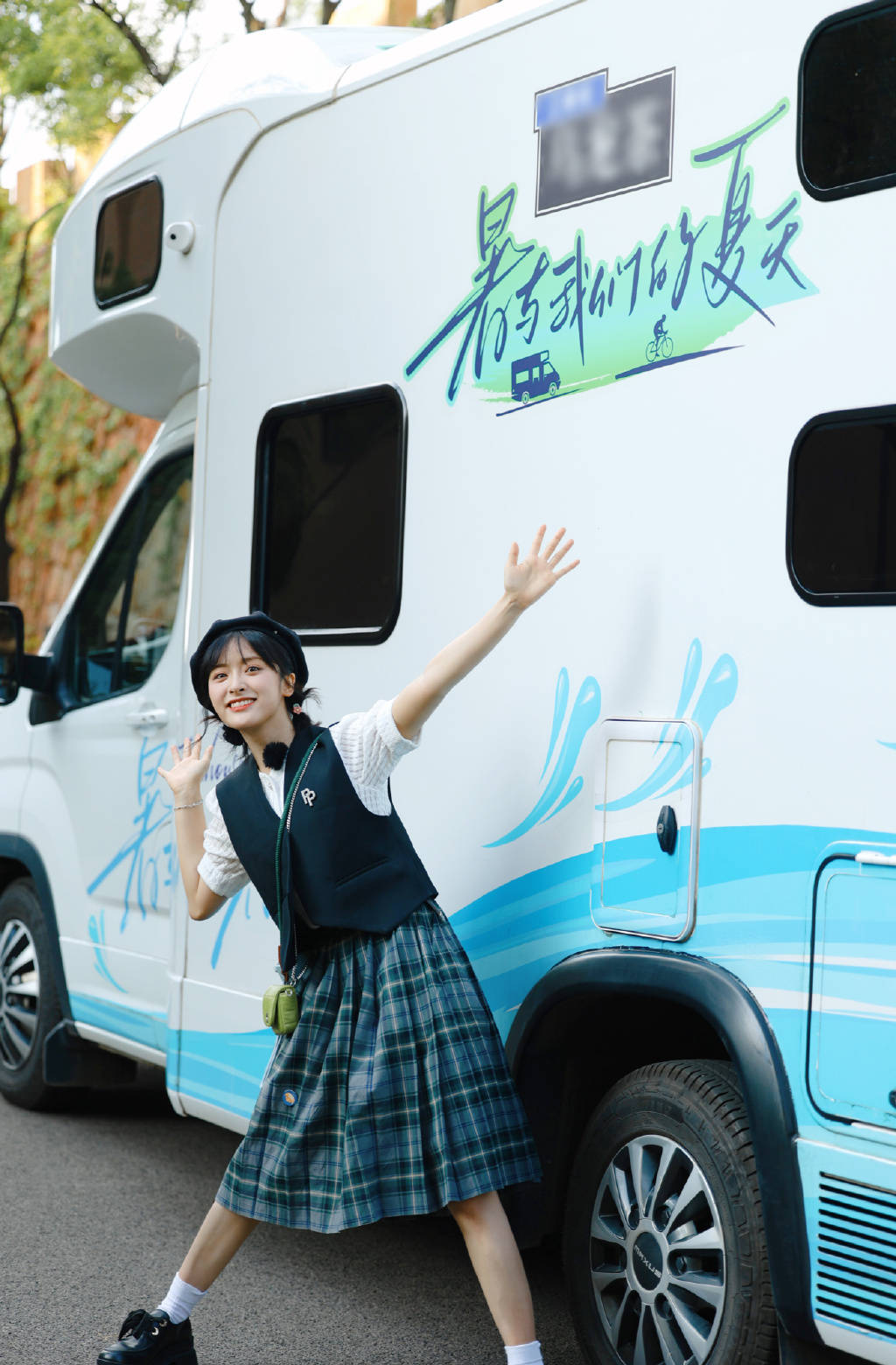 沈月格子裙贝雷帽甜美可爱 日系少女活力满满-沐风文化