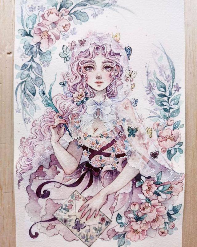 大神笔下的水彩画人物,好美