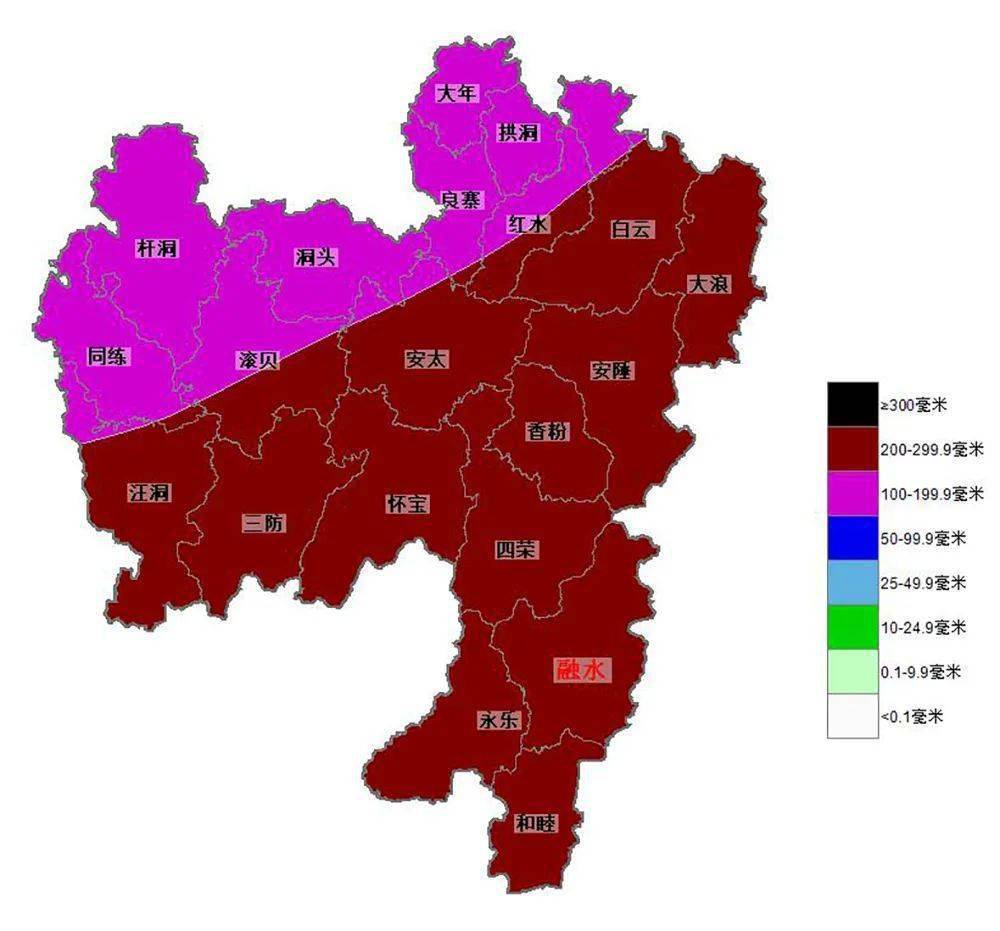 融水县6月6日10时-9日20时过程雨量预报图