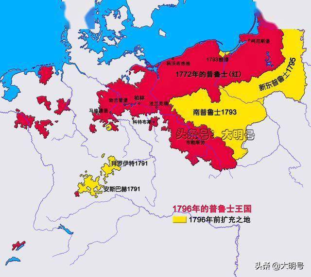 图说普鲁士的领土变迁从23万到305万平方公里耗时383年