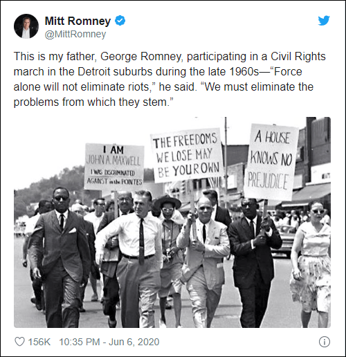 罗姆尼也上街,成为第一个参与示威的共和党参议员