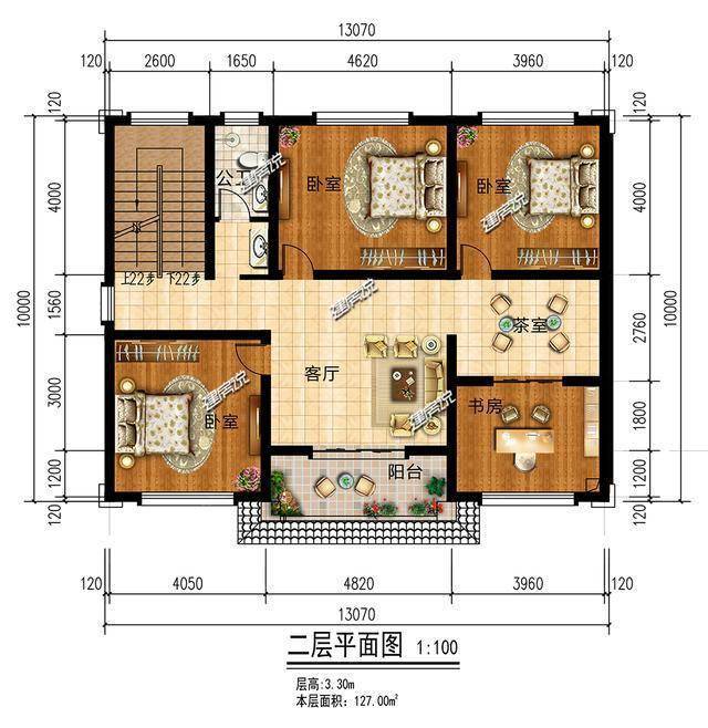 07米,进深10米,占地面积125平方米,建筑面积320平方米,建筑高度10.