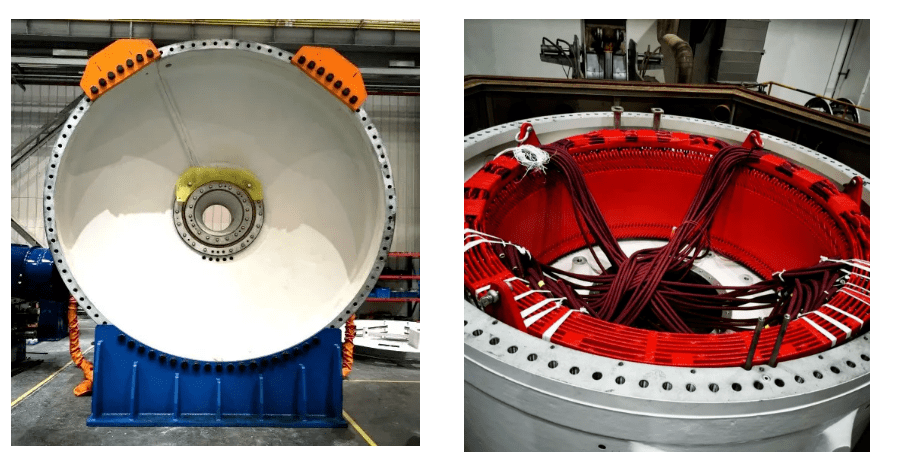 中车株机国内首台7mw海上半直驱永磁风力发电机完成组装