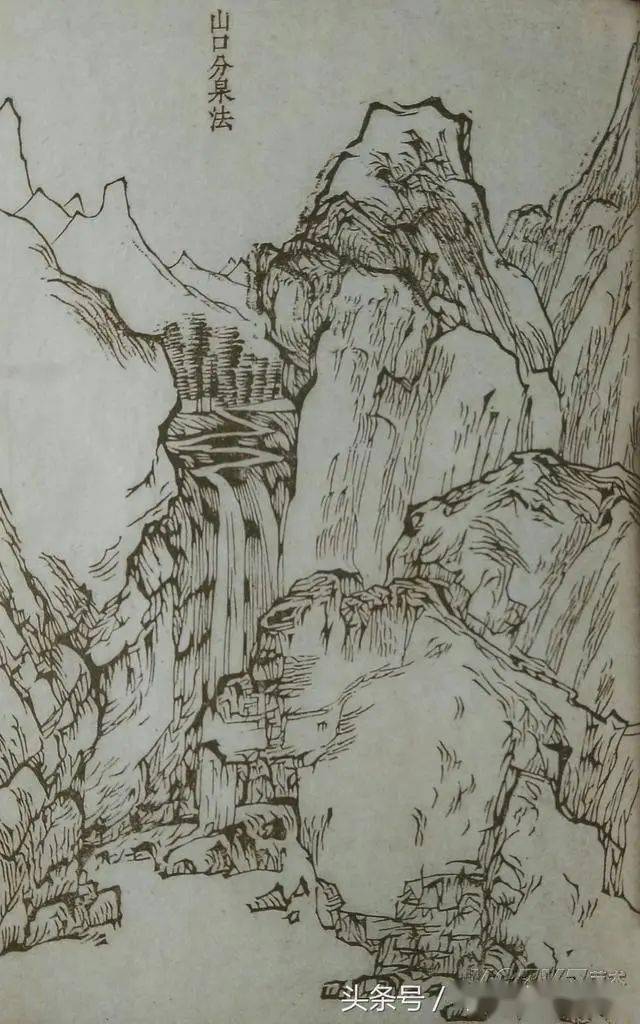 山水画15种画山泉瀑布波涛云海画法