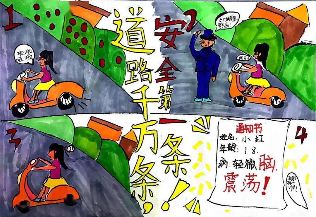 "一盔一带" 平安同在|惠州光正小学部绘画比赛_安全常