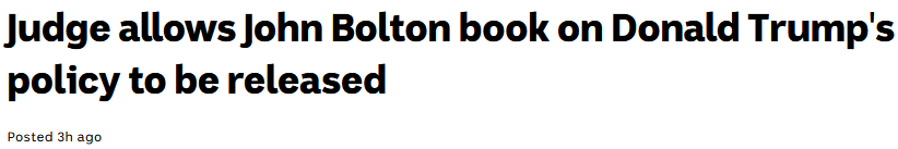 打输|白宫要求禁博尔顿新书，官司打输了
