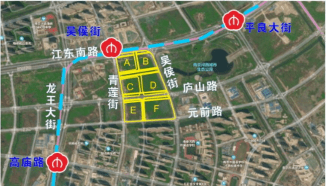 地块位于建邺区河西南部江东南路以南,青莲街以东,吴侯街以西,元前路