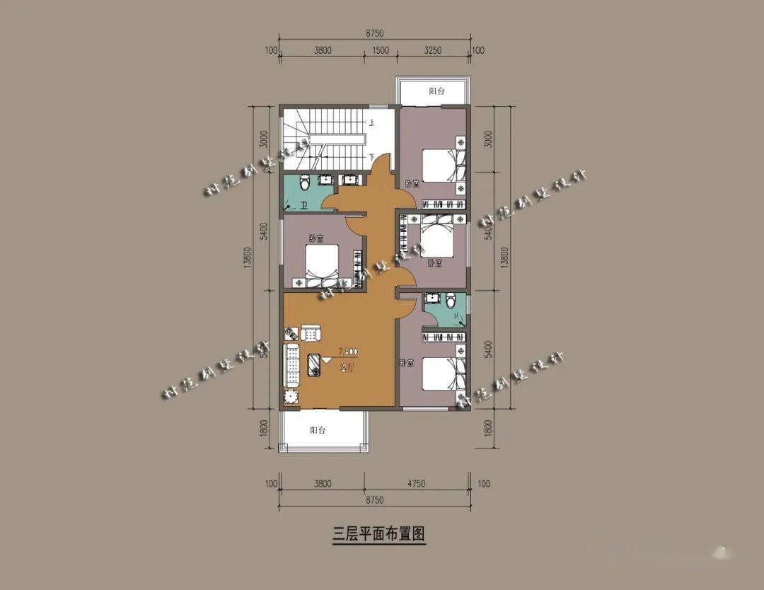 带佛堂,8x13米三层半欧式别墅,10室5厅,适合农村自建