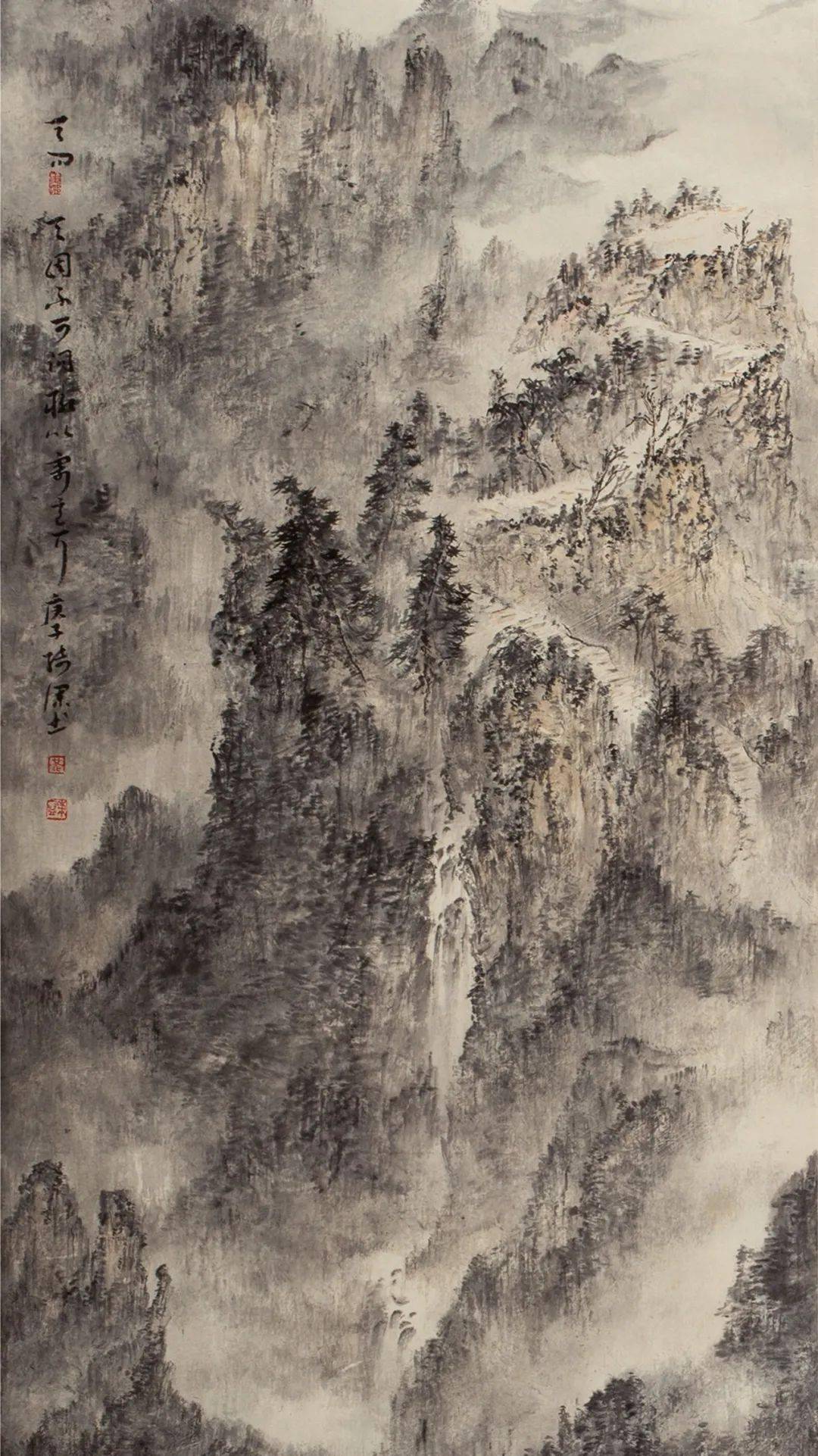 天问 纸本水墨 200×100cm 《天问》细节图